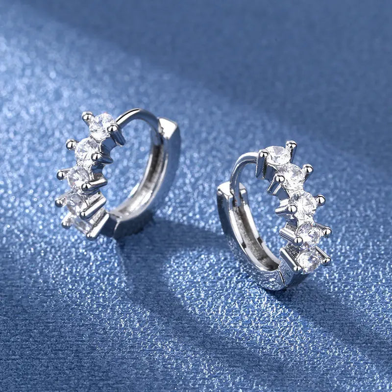 Sterling Silver Crystal CZ Stud Earrings