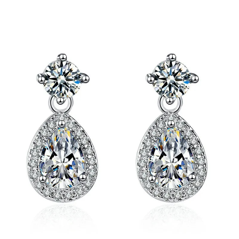 Sterling Silver Crystal CZ Stud Earrings