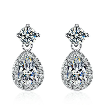 Sterling Silver Crystal CZ Stud Earrings