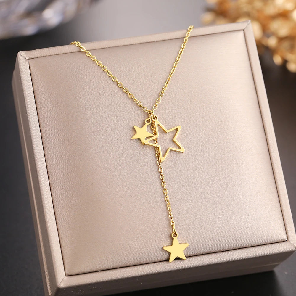 Stainless Steel Star Tassel Necklace