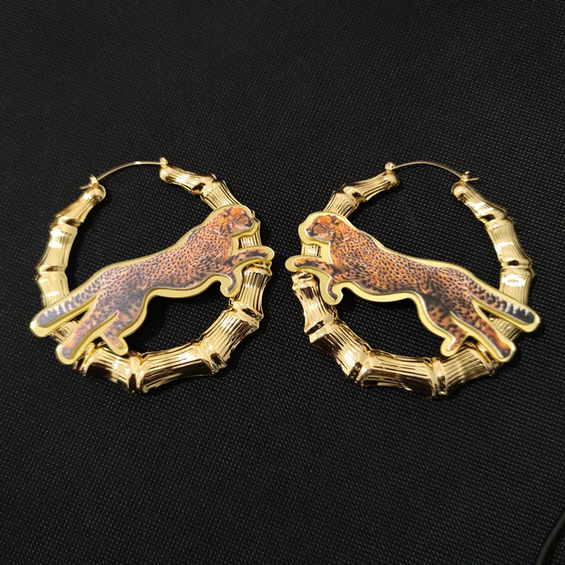 Leopard Bamboo Hoops