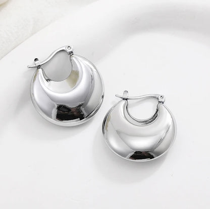 Fashion Glossy Stainless Steel Chunky Hoops