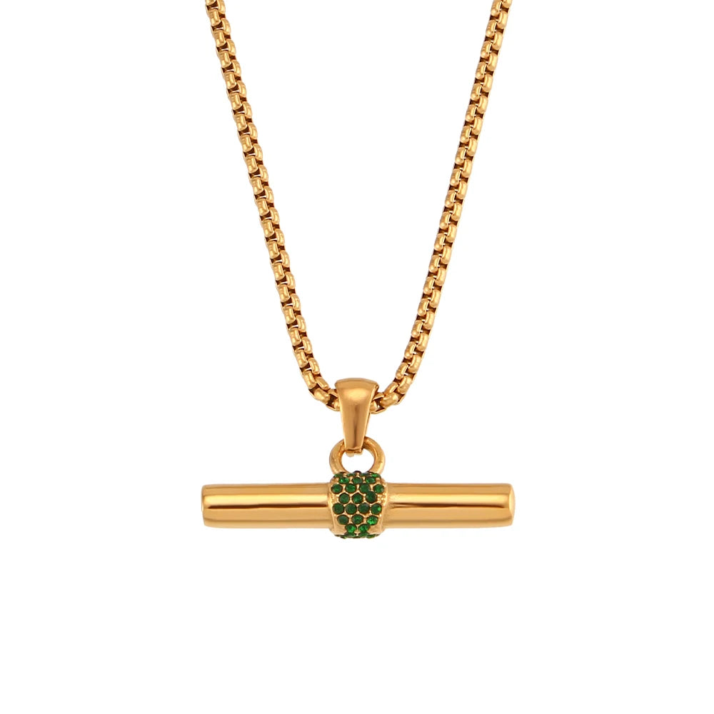 Minimalist Green Zircon Pendant Necklace