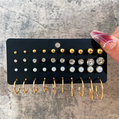 Women’s Pearl & Stud Earrings Set