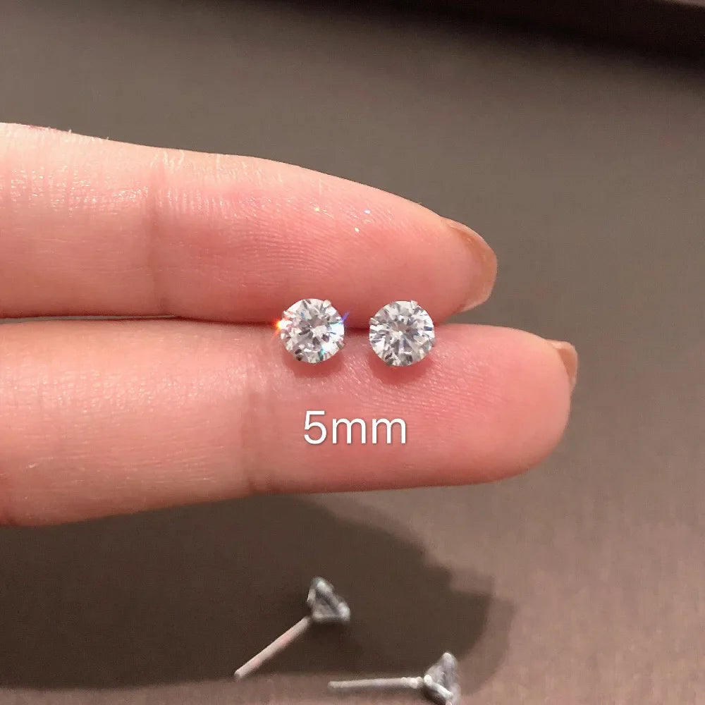 925 Sterling Silver CZ Stud Earrings