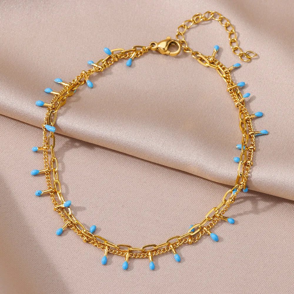 Gold Pearl Chain Anklet For Women