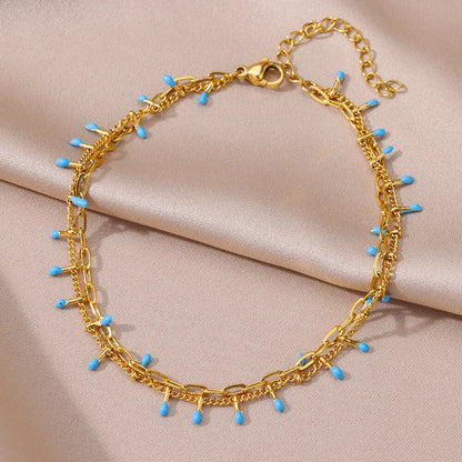 Gold Pearl Chain Anklet For Women
