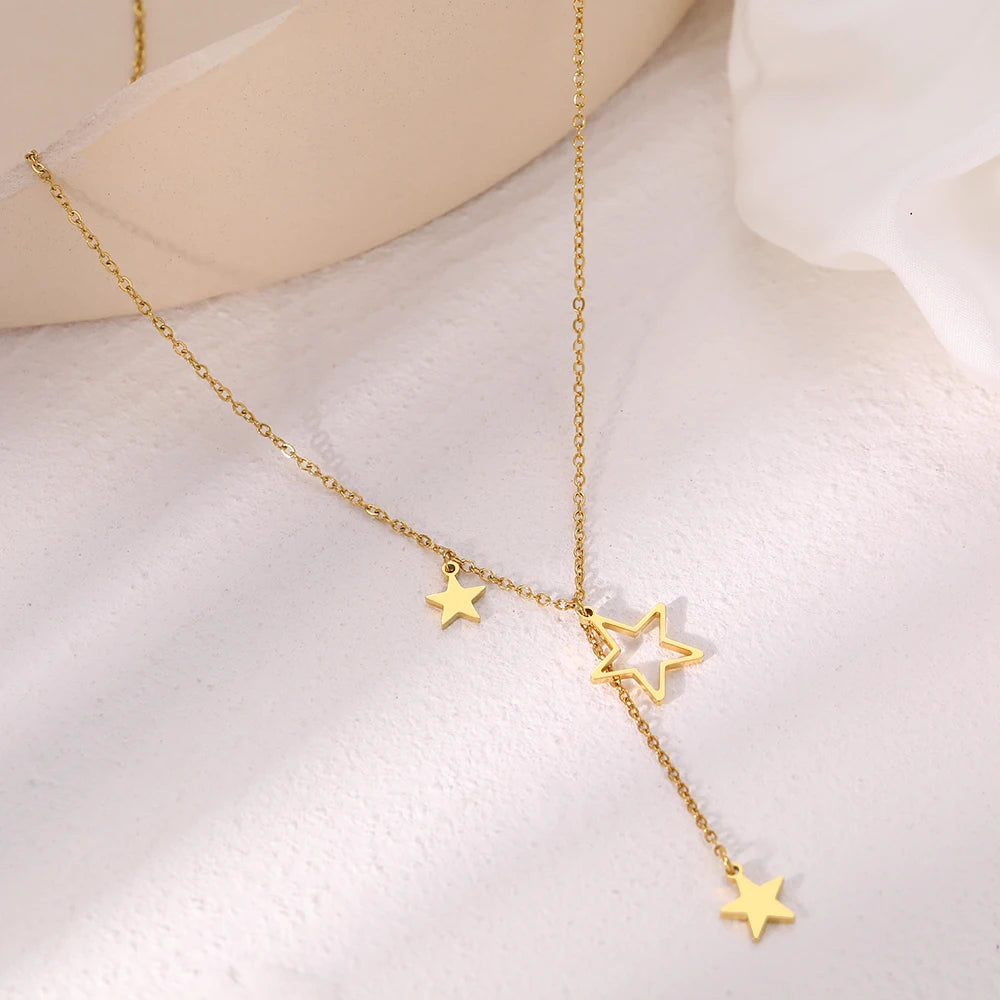 Stainless Steel Star Tassel Necklace