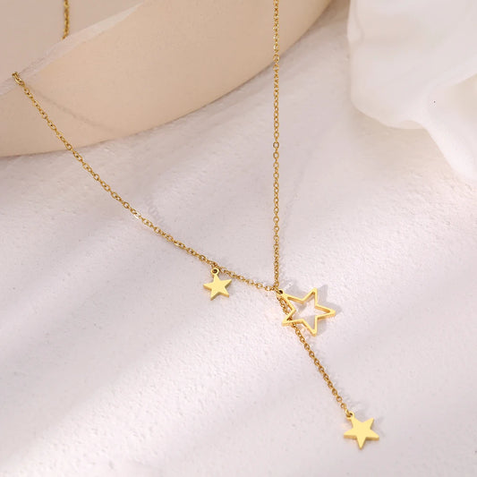 Stainless Steel Star Tassel Necklace