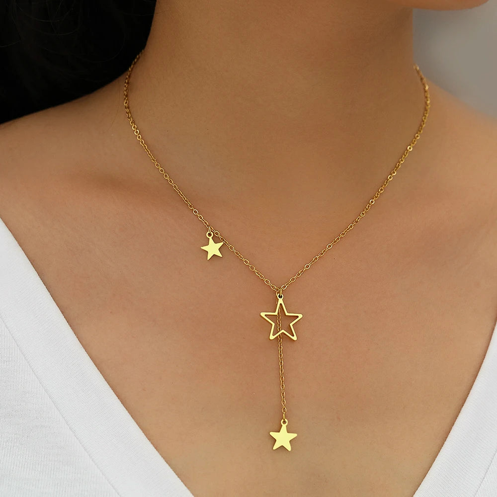 Stainless Steel Star Tassel Necklace