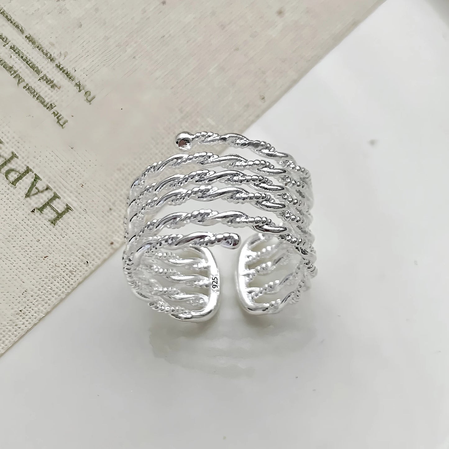 925 Sterling Silver Flower Lace Ring