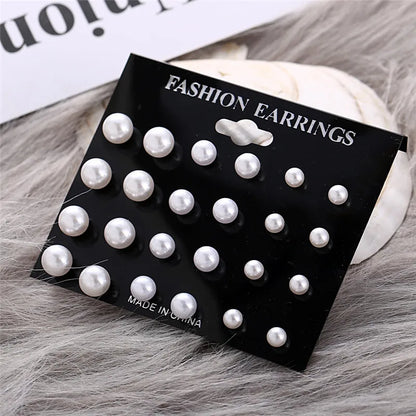 Women’s Pearl & Stud Earrings Set