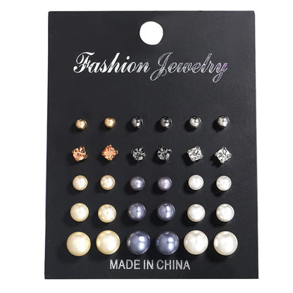 Women’s Pearl & Stud Earrings Set