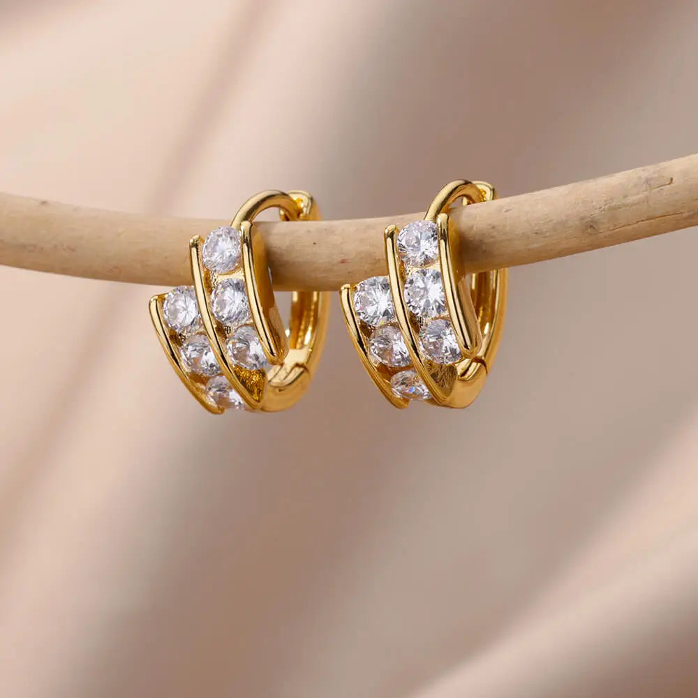 Fashion Zircon Circle Drop Earring For Women