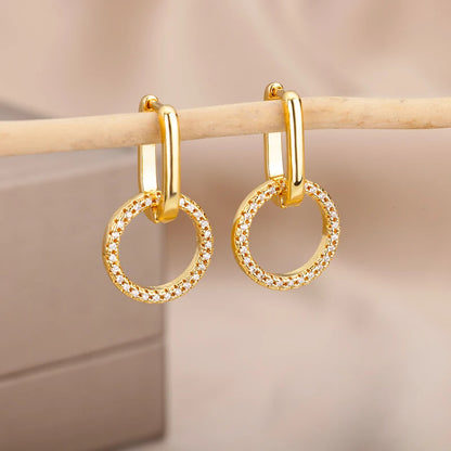 Fashion Zircon Circle Drop Earring For Women