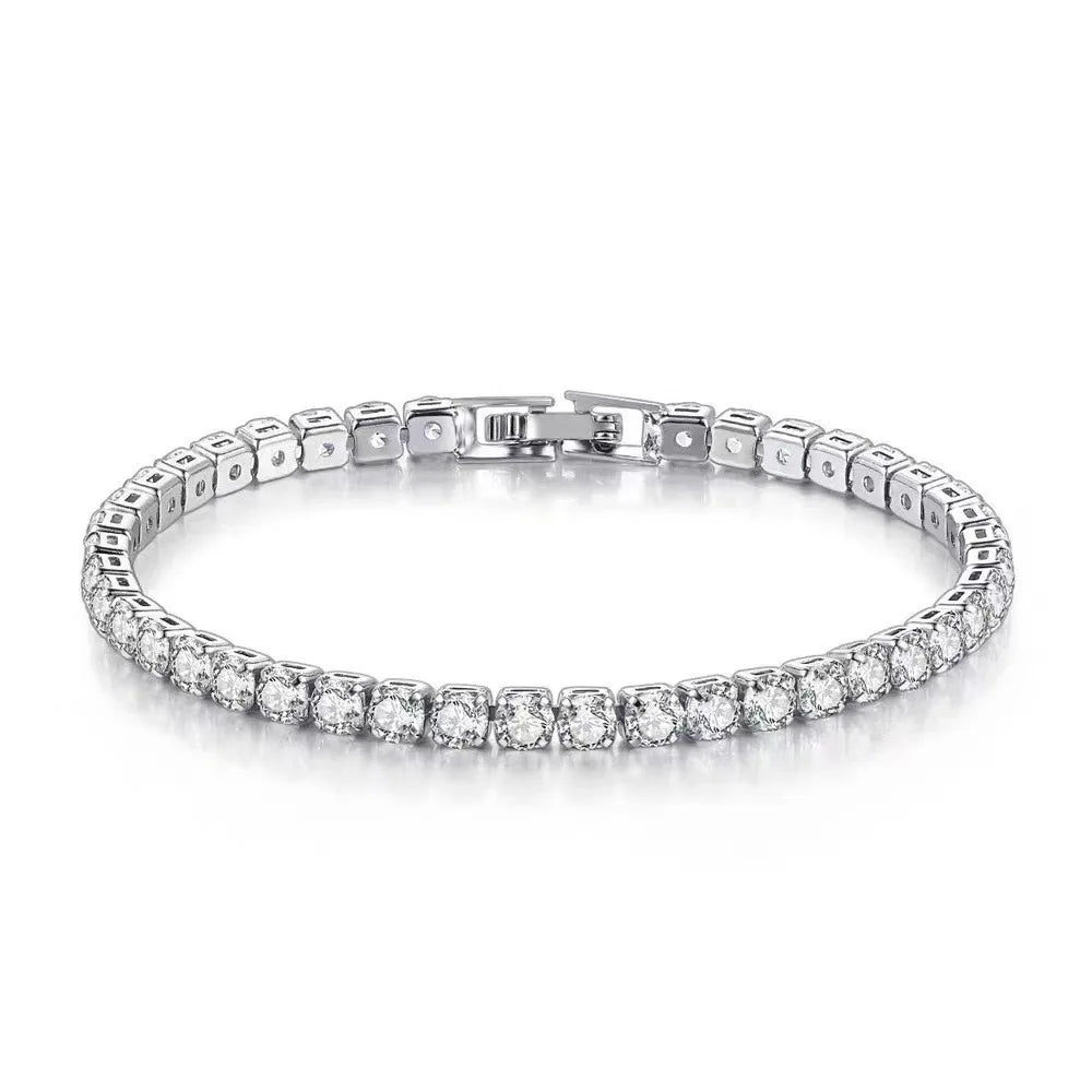 Silver Zircon Tennis Bracelet For Women