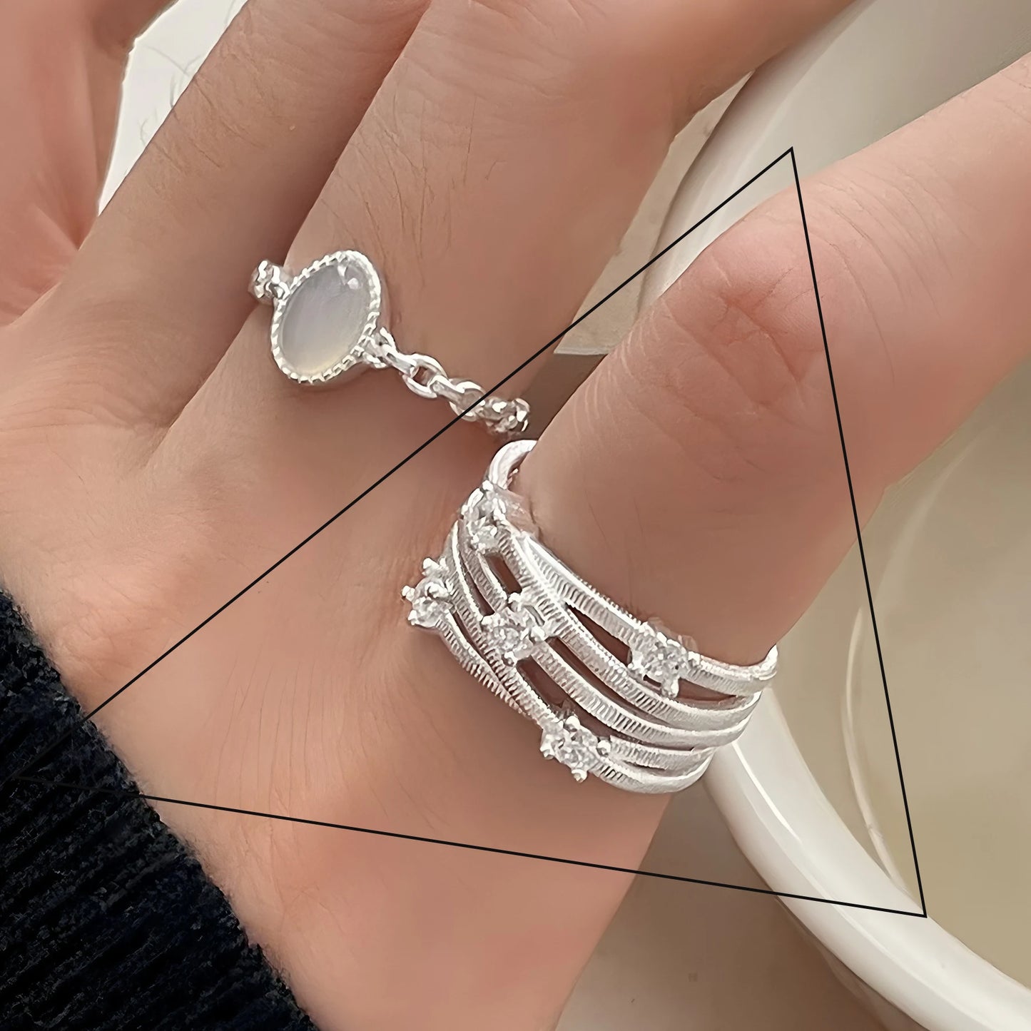 925 Sterling Silver Flower Lace Ring
