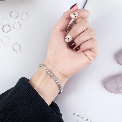 Silver Zircon Tennis Bracelet For Women