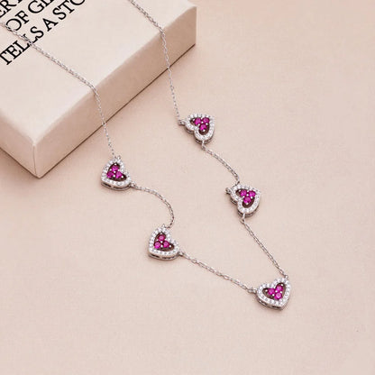 S925 Silver 5 Hearts Necklace
