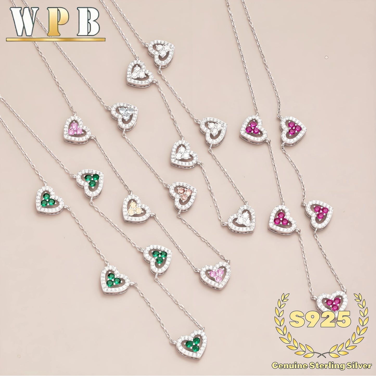 S925 Silver 5 Hearts Necklace