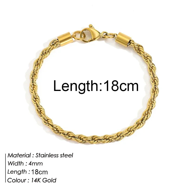Gold Twist Cuban Chain Bracelet