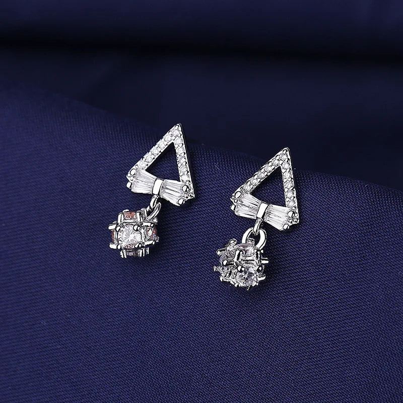 Sterling Silver Crystal CZ Stud Earrings