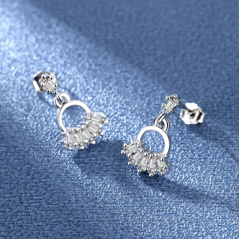 Sterling Silver Crystal CZ Stud Earrings