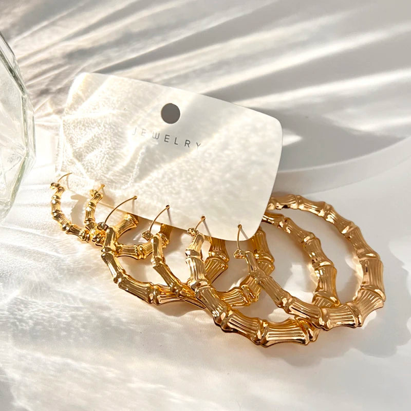 Gold Geometry Hoop Set