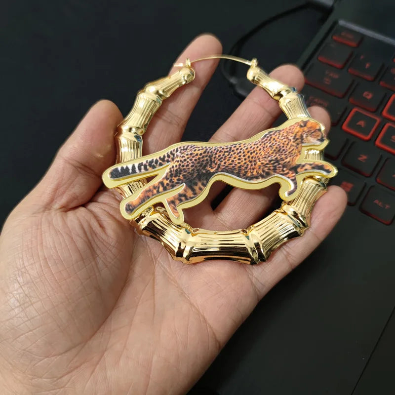 Leopard Bamboo Hoops