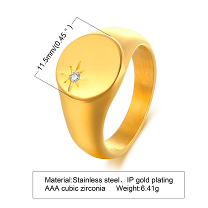 Stainless Steel Sunshine Signet Pinky Ring