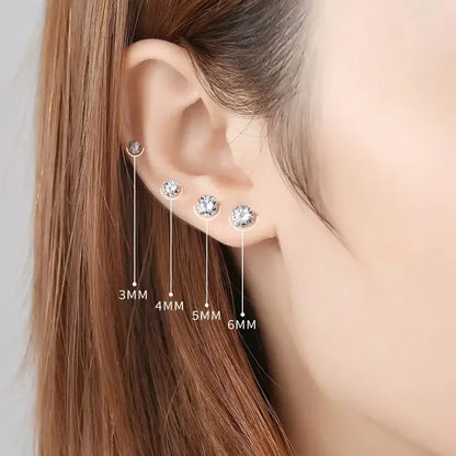 925 Sterling Silver CZ Stud Earrings