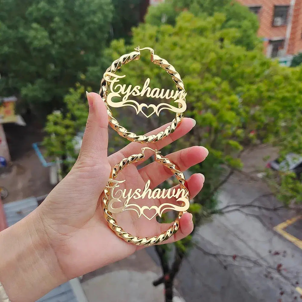 Twisted Nameplate Hoops