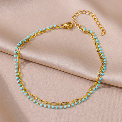 Gold Pearl Chain Anklet For Women