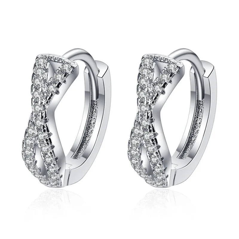 Sterling Silver Crystal CZ Stud Earrings