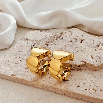 Fashion Glossy Stainless Steel Chunky Hoops