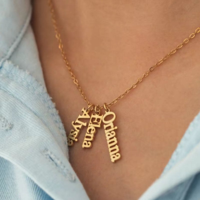 Customized Vertical Name Necklace Personalized Hang Tag Name Jewelry Gift For Mom